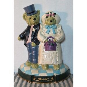 Vtg Heavy Cute Mr Mrs Bear Metal Doorstop Cast Iron Door Stop 🧸 Large 12" Teddy
